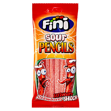 Мармелад Fini Sour Pencils Strawberry Shock / Кислые Палочки Клубника в сахаре 90гр